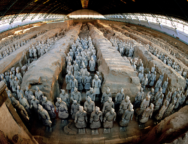西安兵马俑实景图